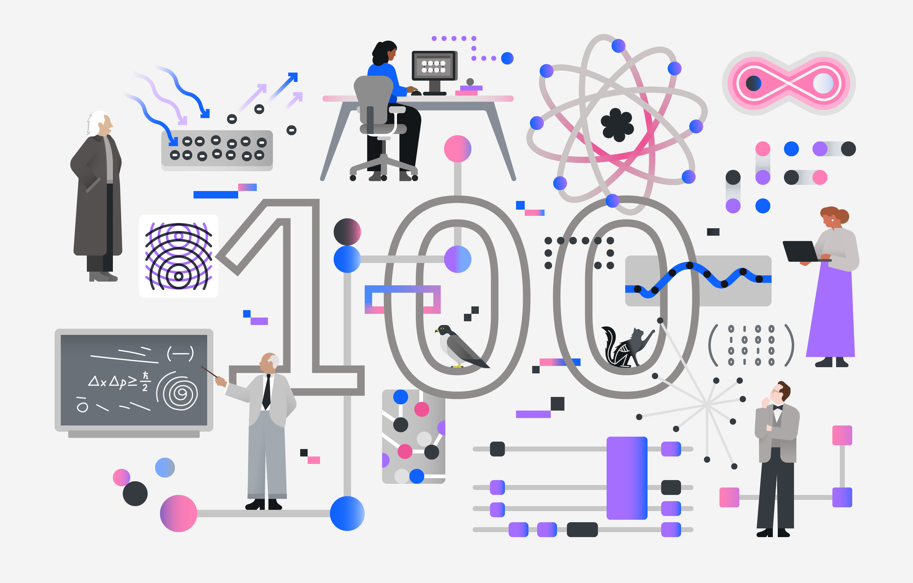 IBM Qiskit Fall Fest Budapest illustration celebrating 100 years of quantum science